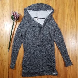 Hooded cowl neck tunic gray Sz. M